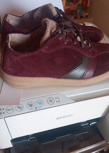 Bordo Süet kadın sneaker Günlük Spor Ayakkabı - Görsel 4