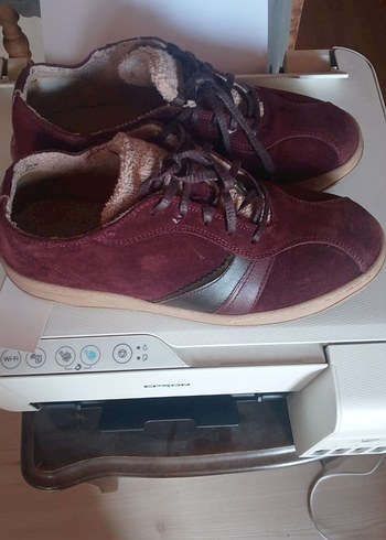 Bordo Süet kadın sneaker Günlük Spor Ayakkabı - Görsel 3