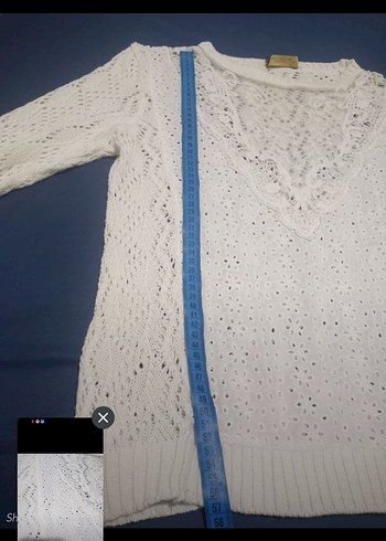 Beyaz Örgü Bohem Kadın Kazak - Görsel 6