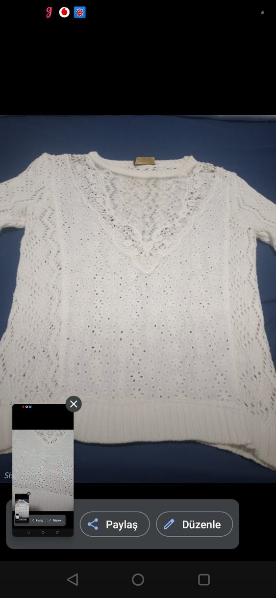 Beyaz Örgü Bohem Kadın Kazak - Görsel 2