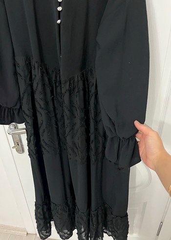 diğer Beden Siyah Uzun Kollu Fırfırlı Gotik Elbise