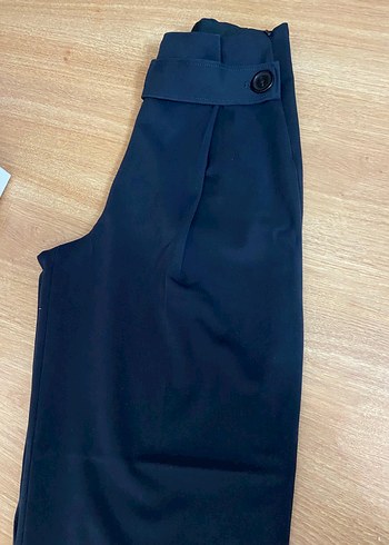 xs Beden Düğmeli Koyu Mavi Mini Kumaş Pantolon