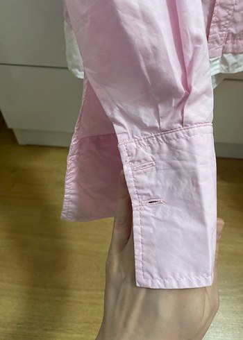Mango Pembe Keten Uzun Kollu Gömlek