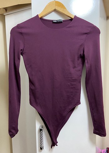 Mor Uzun Kollu Dar Kesim Kadın Tişört - Görsel 3