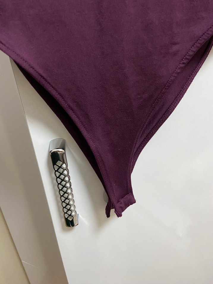 Mor Uzun Kollu Dar Kesim Kadın Tişört - Görsel 4