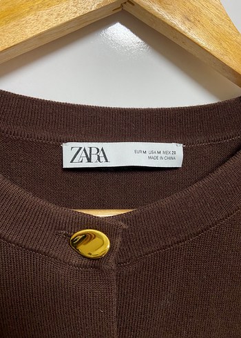 Düğmeli Kahverengi Kadın Hırka - Görsel 3