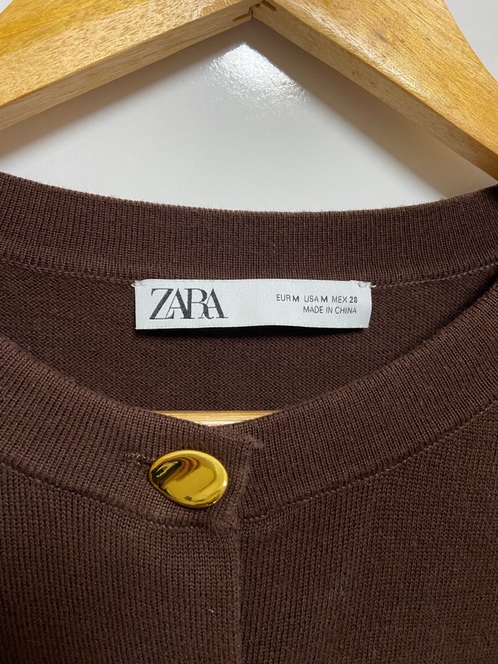 Düğmeli Kahverengi Kadın Hırka - Görsel 3