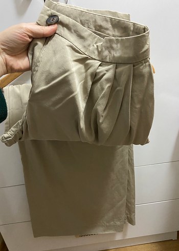 Bej Kadın Keten Salaş Midi Pantolon palazzo - Görsel 2