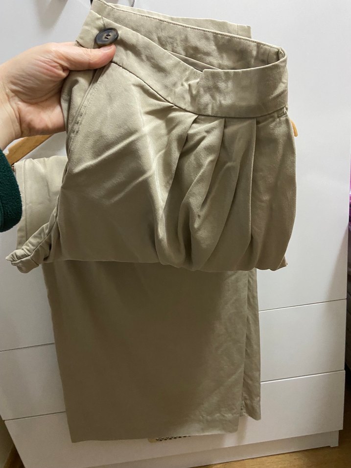 Bej Kadın Keten Salaş Midi Pantolon palazzo - Görsel 2