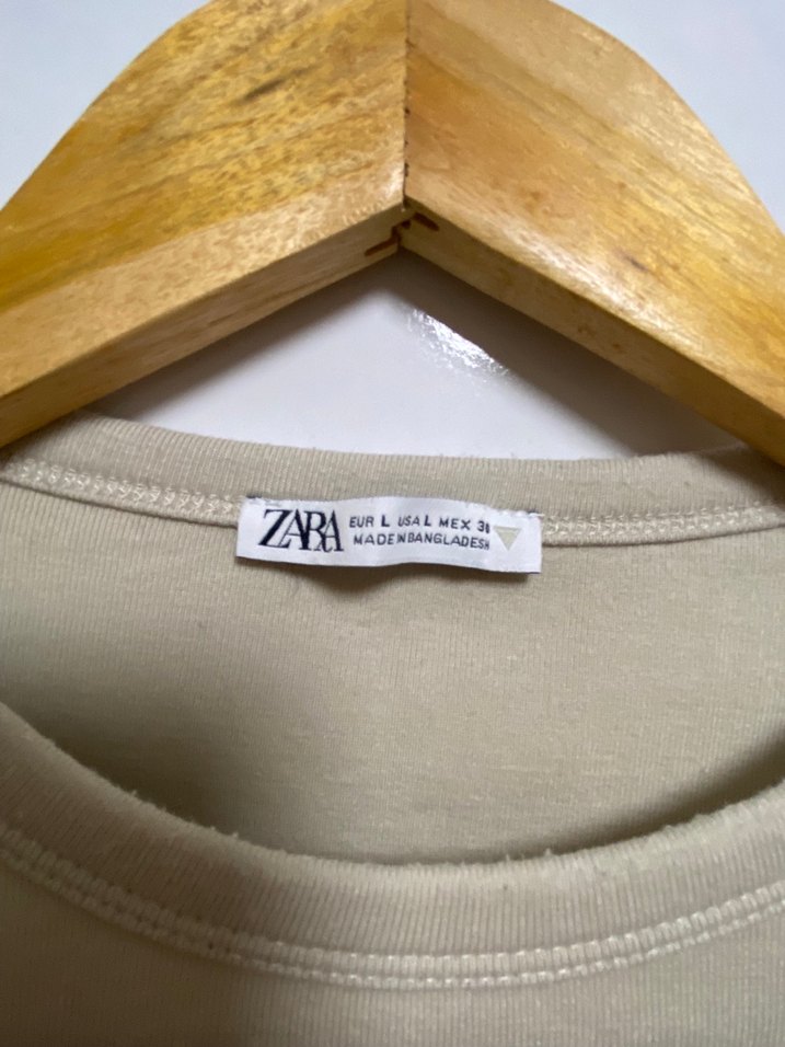 Bej Kız Uzun Kollu Pamuklu Basic Tişört - Görsel 3