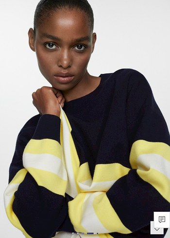 Sarı Çizgili Boğazlı Kadın Kazak - Görsel 8