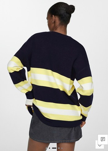 Sarı Çizgili Boğazlı Kadın Kazak - Görsel 7