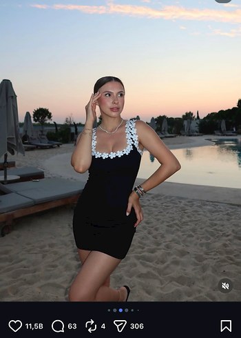 Etnik Desenli Siyah Midi Elbise - Görsel 4