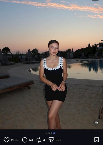 Etnik Desenli Siyah Midi Elbise - Görsel 3