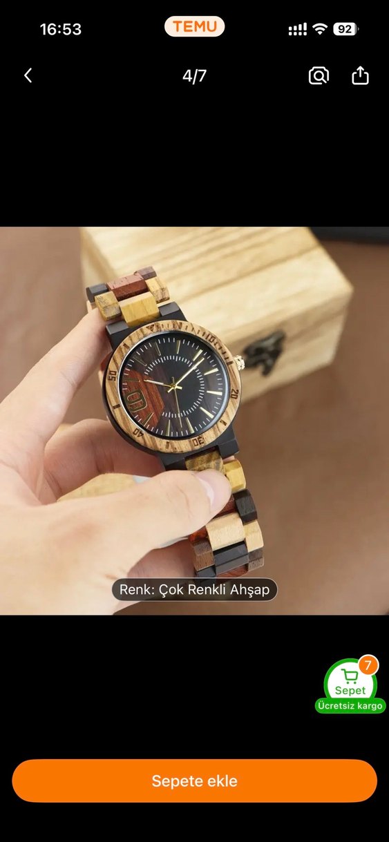 Bohem Tarz Çok Renkli Ahşap Erkek Saati - Görsel 2