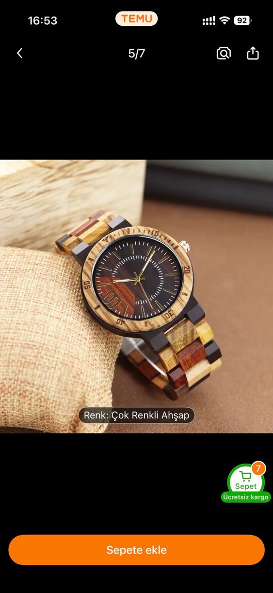 Bohem Tarz Çok Renkli Ahşap Erkek Saati - Görsel 3