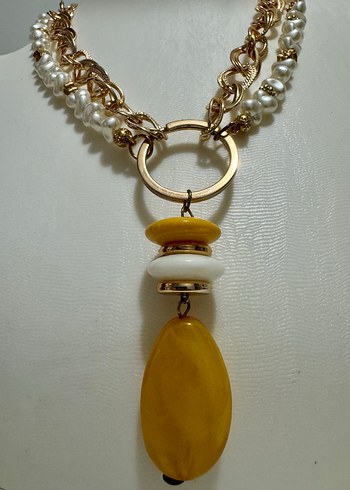 Sarı Boncuklu Bohem Midi Kolye - Görsel 4