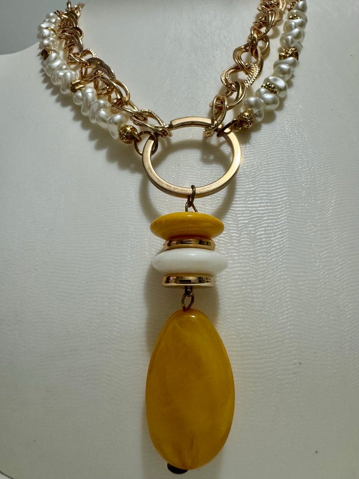 Sarı Boncuklu Bohem Midi Kolye - Görsel 4