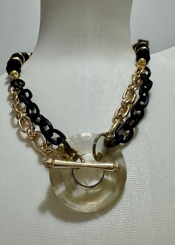 Etnik Desenli Siyah Boncuklu Kısa Kolye - Görsel 4