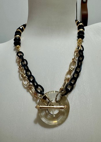 Etnik Desenli Siyah Boncuklu Kısa Kolye - Görsel 5