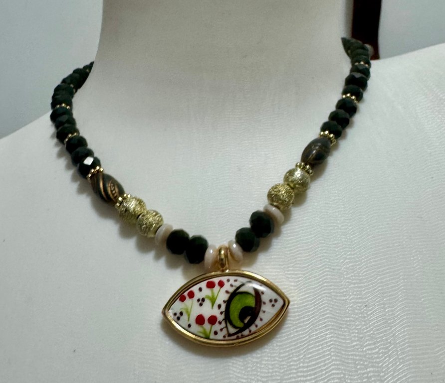 Yeşil Boncuklu Etnik Bohem Kolye - Görsel 3