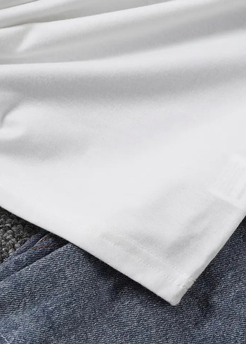 Beyaz Baskılı Kadın Tişört Mini Kesim - Görsel 5