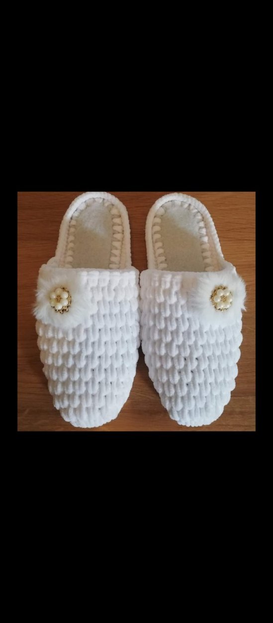 Tokalı Örgü Kadın Ev Terliği - Görsel 2