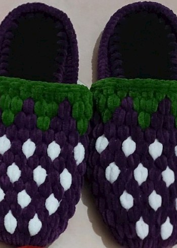 Örgü Kadın Ev Terlikleri - Düz Taban, Çok Renkli - Görsel 7