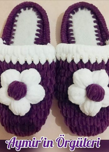 Örgü Kadın Ev Terlikleri - Düz Taban, Çok Renkli - Görsel 12