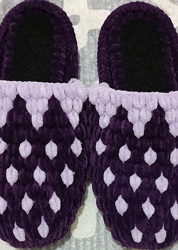 Örgü Kadın Ev Terlikleri - Düz Taban, Çok Renkli - Görsel 8