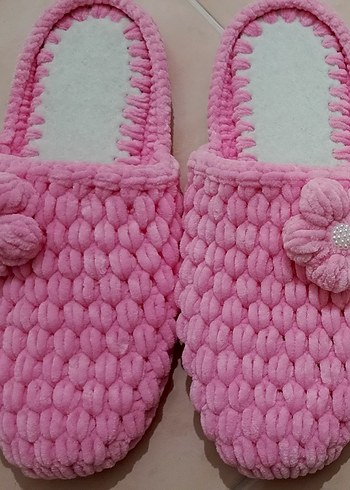 Örgü Kadın Ev Terlikleri - Düz Taban, Çok Renkli - Görsel 11