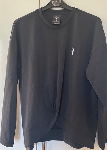 Siyah Kadın Sweatshirt Uzun Kollu Rahat Kesim