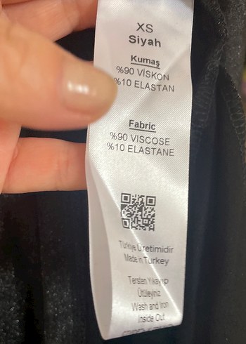 Uzun Siyah Keten Fırfırlı Elbise - Görsel 6