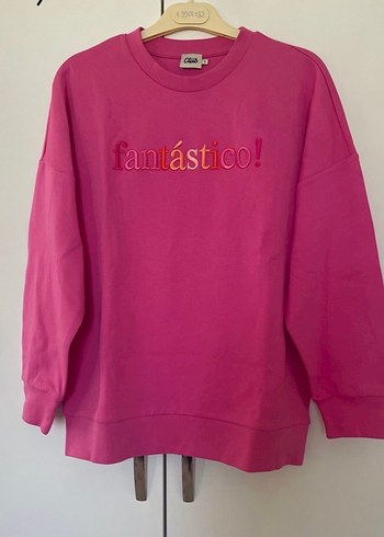 Pembe Baskılı Kadın Sweatshirt