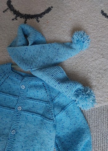 Mavi Erkek Çocuk Örgü Hırka - Görsel 4