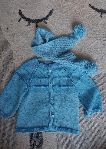 Mavi Erkek Çocuk Örgü Hırka - Görsel 3