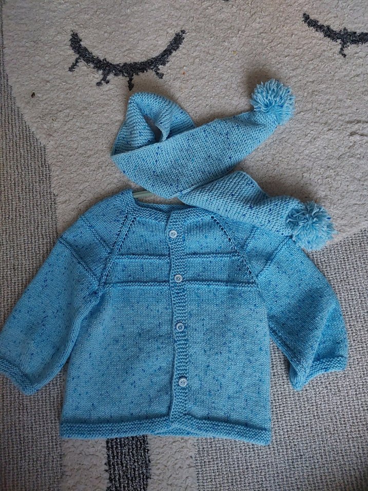 Mavi Erkek Çocuk Örgü Hırka - Görsel 3