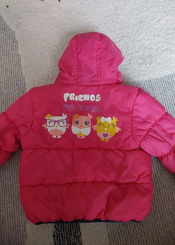 Kız Çocuk Kapüşonlu Fermuarlı Renkli Mont - Görsel 2