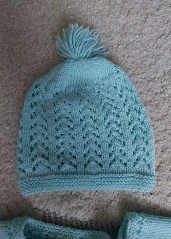 Turkuaz Örgü Bebek Hırka Seti - Görsel 3