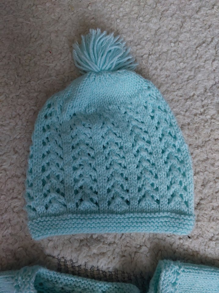 Turkuaz Örgü Bebek Hırka Seti - Görsel 3