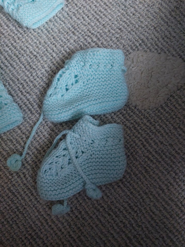 Turkuaz Örgü Bebek Hırka Seti - Görsel 4