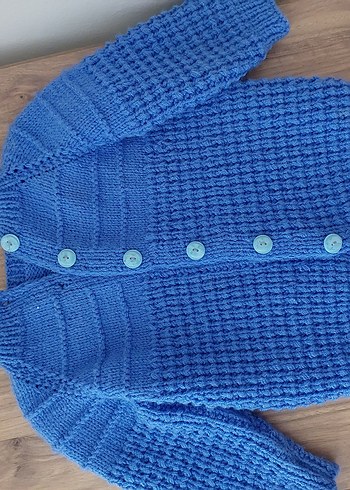 Mavi Erkek Çocuk Örgü Hırka - Görsel 2