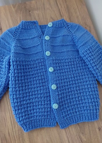 Mavi Erkek Çocuk Örgü Hırka - Görsel 3