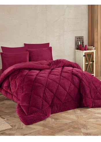 Bordo Düz Desen Yatak Örtüsü Takımı