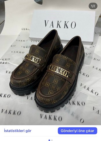 Vakko Kahverengi Deri Platform Topuklu Loafer