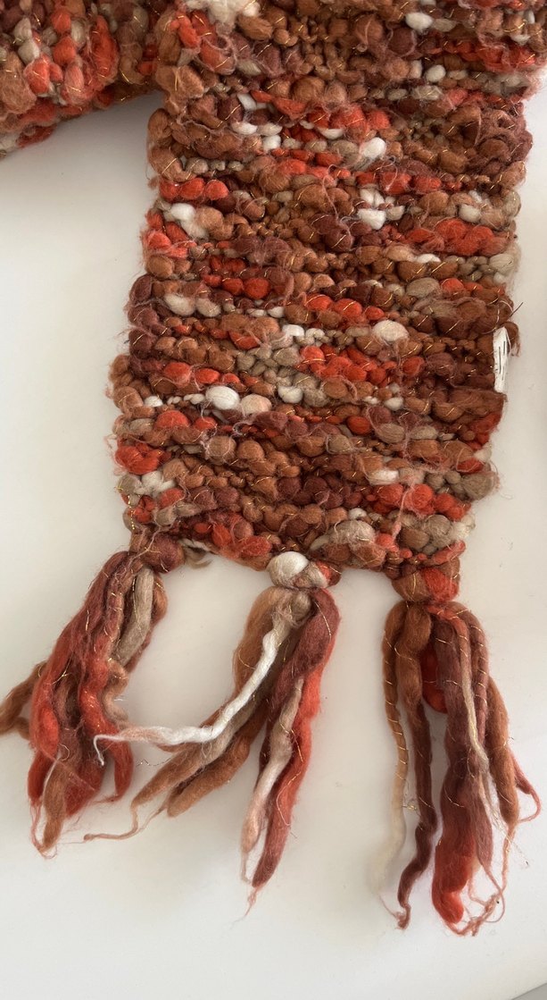 Bohem Tarzı Kahverengi ÖrgüBere ve Atkı Seti - Görsel 2