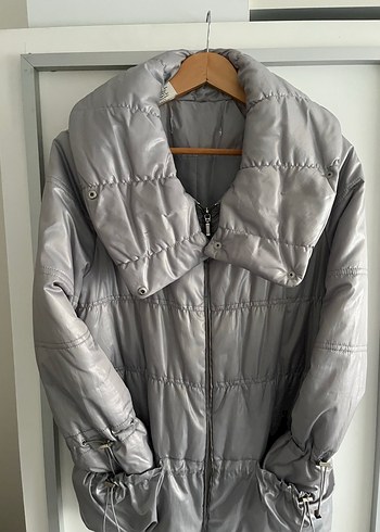 Gri Fermuarlı Kadın Kışlık Ceket - Görsel 4