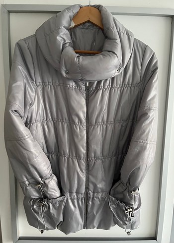 Gri Fermuarlı Kadın Kışlık Ceket - Görsel 3