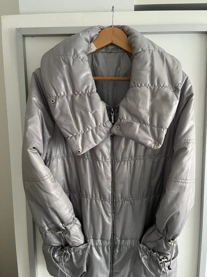 Gri Fermuarlı Kadın Kışlık Ceket - Görsel 4