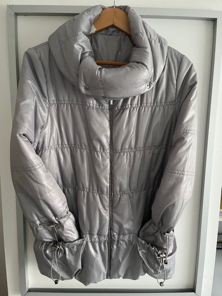 Gri Fermuarlı Kadın Kışlık Ceket - Görsel 3